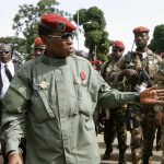 Captain Moussa Dadis Camara and General Sekouba Konate arrive to pay homage at Martyrs Place in Conakry